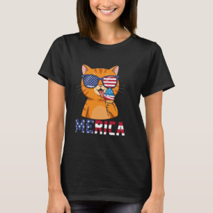 T-shirt Chemise de chat drôle du 4 juillet Merica pour fem
