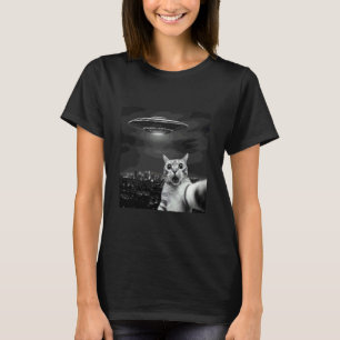 T-shirt Chemise de Chat Drôle Selfie UFO Invasion Alien Sc