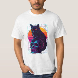 T-shirt Chemise de chat et de crâne - Vêtements de rue Abs