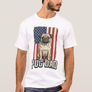 T-shirt Chemise de chien à gravure vintage patriotique Pug