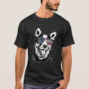 T-shirt Chemise de chien de bétail Drapeau Américain USA L