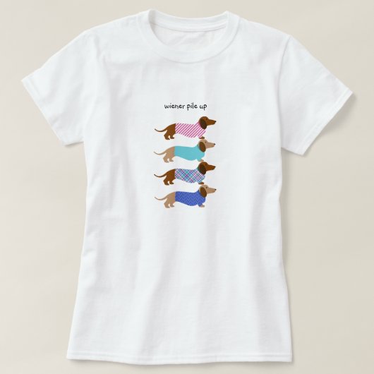 T-shirt Chemise de chien rose et bleu Wiener (Design devant)