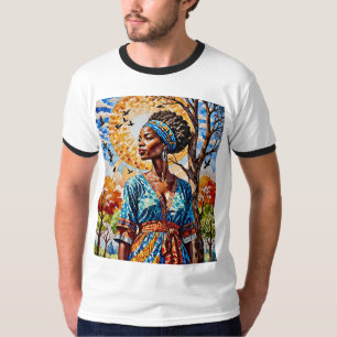 T-shirt Chemise de chute Afro Mosaic Sun Queen