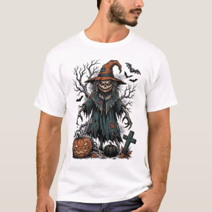 T-shirt Chemise de citrouille d'Halloween Épouvantail Sorc