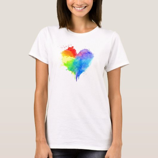 T-shirt Chemise de Coeur T Arc-en-ciel (Devant)