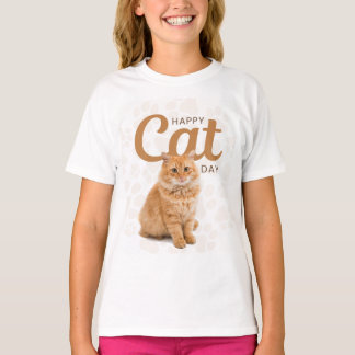 T-shirt Chemise de conception de jour de chat heureux