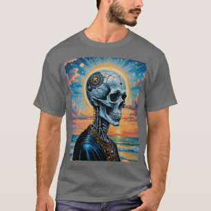 T-shirt Chemise de coucher du soleil crackée Céleste