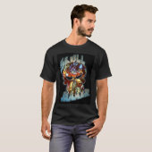 T-shirt chemise de crâne de skulljammer sur le noir (Devant entier)