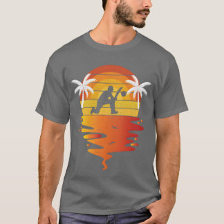 T-shirt Chemise de cricket coucher de soleil rétro 70s vin