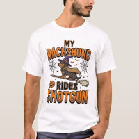 Chemise de Dachshund Halloween Sorcière Balai Ride