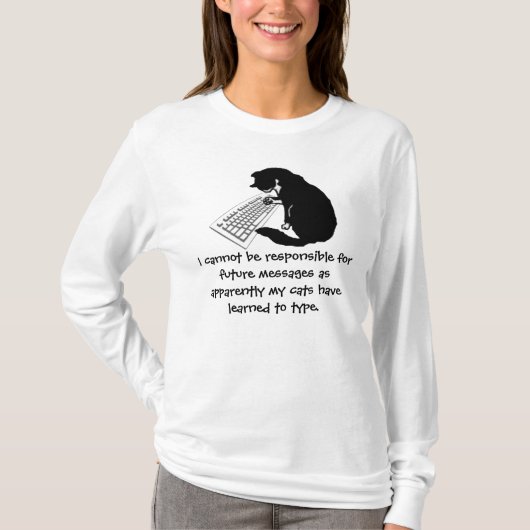 T-shirt Chemise de dactylographie de chat drôle (Devant)