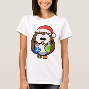 T-shirt Chemise de dames de hibou de Père Noël