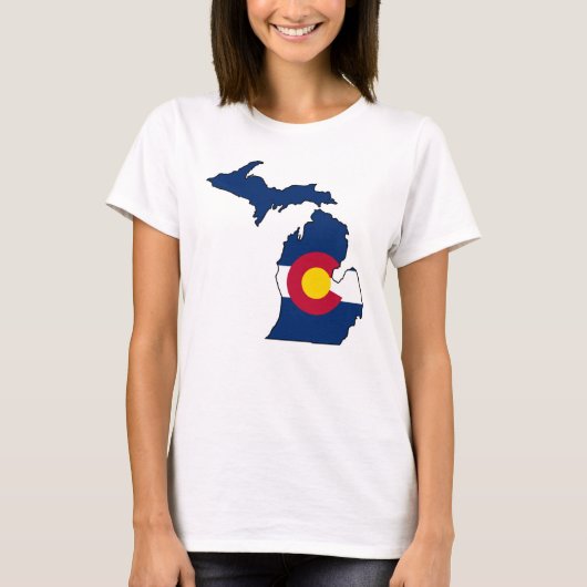 T-shirt Chemise de dames d'ensemble du Michigan de drapeau (Devant)