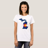 T-shirt Chemise de dames d'ensemble du Michigan de drapeau (Devant entier)