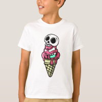 Chemise de dessin animé cône de glace crâne