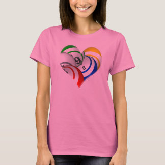T-shirt Chemise de douille de logo de coeur de boule de