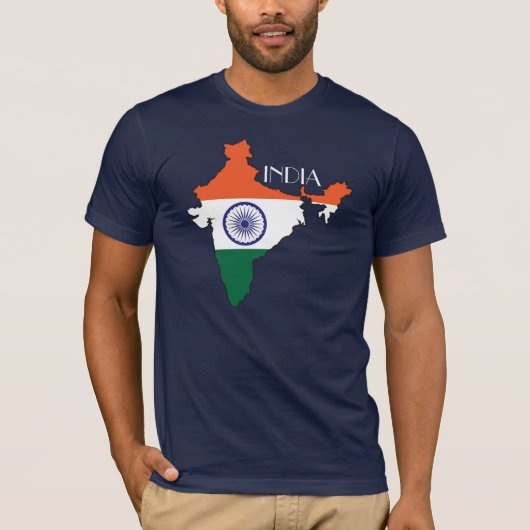 T-shirt Chemise de Drapeau-Carte de l'Inde (Devant)