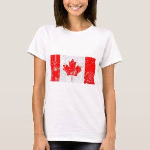 T-shirt Chemise de drapeau du Canada affligée par cru