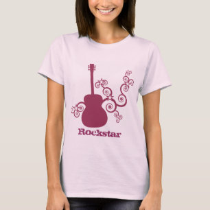 T-shirt Chemise de femme de la guitare Rockstar, Fuchsia