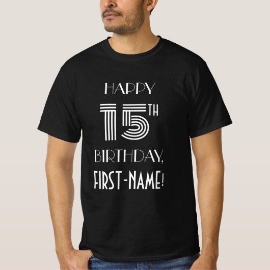 T-shirt Chemise de fête d'anniversaire de 15 ans de style (Devant)