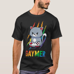 T-shirt Chemise de fierté de chat Gaymer Lgbt Arc-en-ciel 