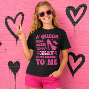 T-shirt Chemise de fille d'anniversaire de mai Rose Prince