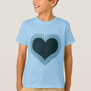 T-shirt Chemise de fille de coeur métallique, Turquoise