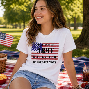 T-shirt Chemise de fille de l'armée fière du drapeau patri