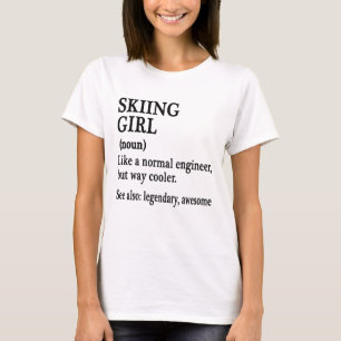 T-shirt chemise de fille de ski, Funny ski citations de fi