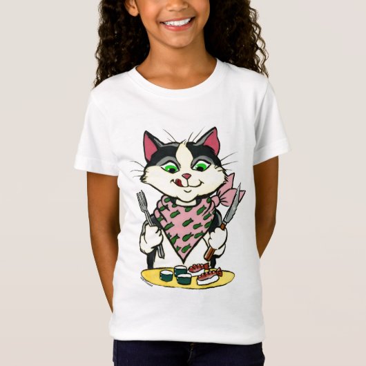 T-Shirt Chemise de filles de chat de sushi (Devant)