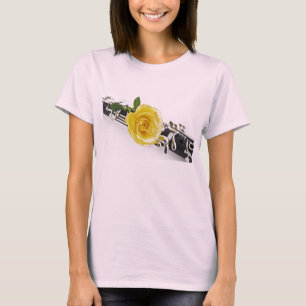 T-shirt Chemise de fleur de rose jaune de clarinette