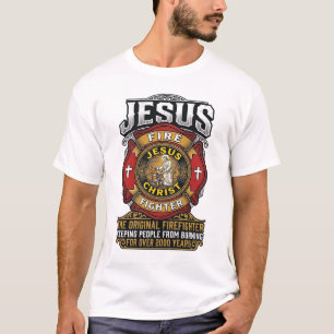 T-shirt Chemise de foi chrétienne vintage Jésus pompier