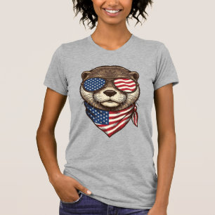 T-shirt Chemise de gravure vintage vecteur de loutre patri