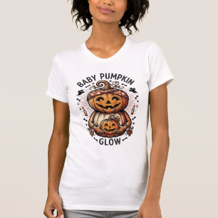 T-shirt Chemise de grossesse citrouille Halloween rétro ve