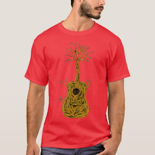 T-shirt Chemise de guitare acoustique Arbre de vie Joueur