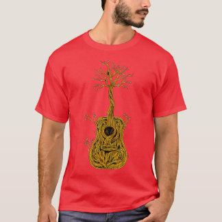 T-shirt Chemise de guitare acoustique Arbre de vie Joueur 
