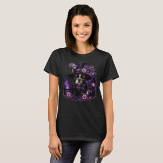 T-shirt Chemise de Halloween Mignonne Sorcière Violette Fr