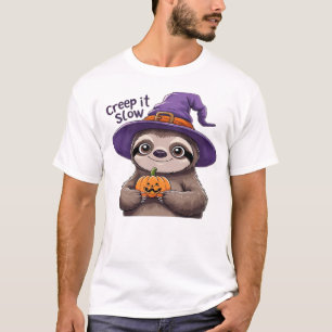 T-shirt Chemise de Halloween Sorcière Paresseux Mignon � C