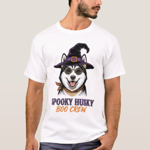 T-shirt Chemise de Husky Halloween Sorcière Chien Graphiqu