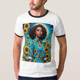 T-shirt Chemise de la déesse de terrain de tournesol sur l