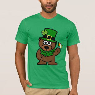 T-shirt Chemise de la Saint-Patrick Ours brun avec drape