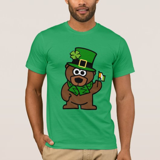 T-shirt Chemise de la Saint-Patrick | Ours brun avec drape (Devant)