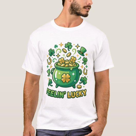T-shirt Chemise de la Saint-Patrick Pot d’Or Chanceux (Devant)