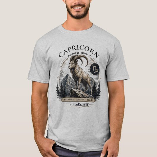 T-shirt Chemise de l'animal du zodiaque Capricorne (Devant)