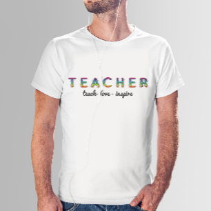 T-shirt Chemise de l'enseignant couleur texte personnalisé