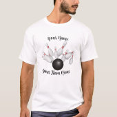 T-shirt Chemise De L'Équipe De Bowling Avec Nom Et Nom De  (Devant)