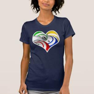 T-shirt Chemise de logo de coeur de boule de bingo-test