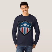 T-shirt Chemise de Long-Douille de bouclier de drapeau (Devant entier)