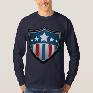 T-shirt Chemise de Long-Douille de bouclier de drapeau