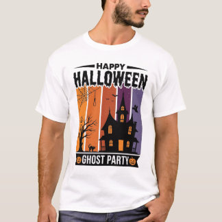 T-shirt Chemise de maison hantée de fête de fantôme de Hal